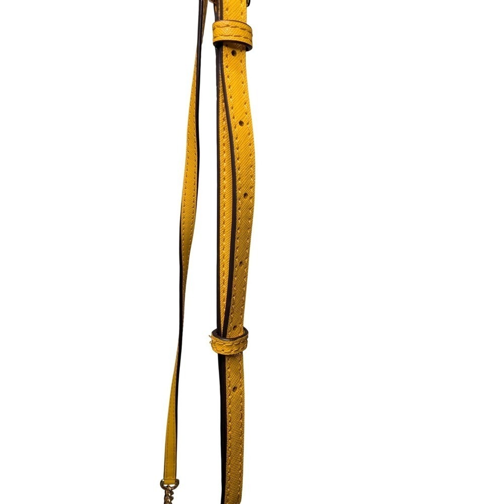 Michael Kors Yellow Leather Dome Crossbody‎ Gold Bag Chain Strap - Picture 7 of 11